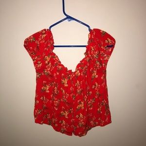 Short sleeve off the shoulder top